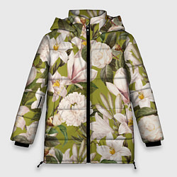 Женская зимняя куртка Цветы Лилии и Астры