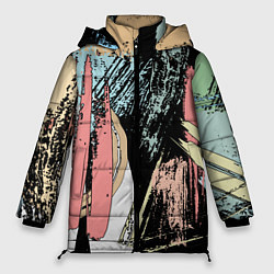 Женская зимняя куртка Абстрактные мазки цветной краской abstraction