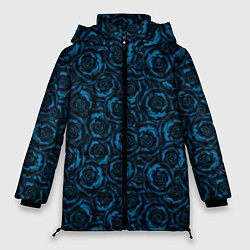 Женская зимняя куртка Синие розы-цветочный узор