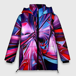 Куртка зимняя женская Авангардная футуристическая композиция Абстракция, цвет: 3D-красный