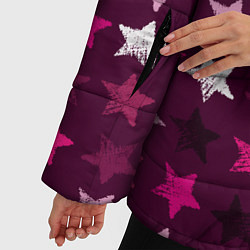 Куртка зимняя женская Бордовые звезды, цвет: 3D-светло-серый — фото 2