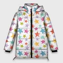 Женская зимняя куртка Яркие и разноцветные звезды
