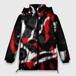 Куртка зимняя женская Масляная Аэрография Краска Штрихи, цвет: 3D-красный