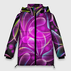 Куртка зимняя женская Объемные абстрактные узоры, цвет: 3D-красный