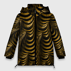 Женская зимняя куртка Черная с золотым оптическая иллюзия Абстракция