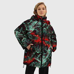 Куртка зимняя женская Красно-Белая Вулканическая Лава, цвет: 3D-светло-серый — фото 2