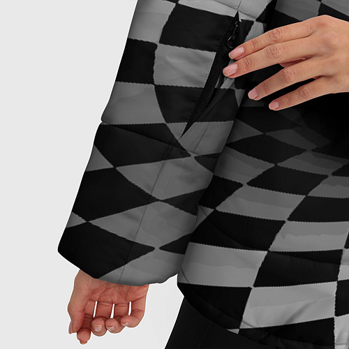 Женская зимняя куртка Геометрическая объёмная композиция Авангард / 3D-Светло-серый – фото 5