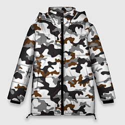 Женская зимняя куртка Камуфляж Чёрно-Белый Camouflage Black-White