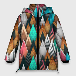 Куртка зимняя женская Абстрактный цветной лес, цвет: 3D-красный