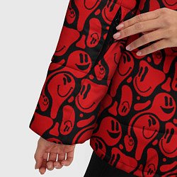 Куртка зимняя женская Красные психоделический смайлы, цвет: 3D-черный — фото 2