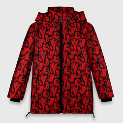 Женская зимняя куртка Красные психоделический смайлы