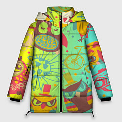 Куртка зимняя женская Весёлые совы, цвет: 3D-черный