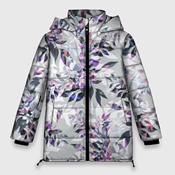Женская зимняя куртка Цветы Серый Букет