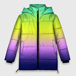 Куртка зимняя женская Разноцветный размытый фон градиент, цвет: 3D-черный