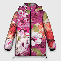 Куртка зимняя женская Красочный цветочный паттерн Лето Fashion trend 202, цвет: 3D-красный