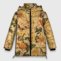 Куртка зимняя женская Цветы Летний Закат, цвет: 3D-красный