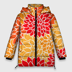 Куртка зимняя женская Летний цветочный паттерн, цвет: 3D-черный