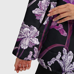 Куртка зимняя женская Цветы Фиолетовые Ирисы, цвет: 3D-светло-серый — фото 2