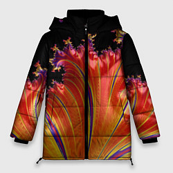 Куртка зимняя женская Фрактал перо жар-птицы Абстракция, цвет: 3D-светло-серый
