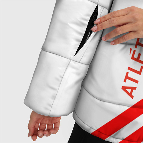 Женская зимняя куртка Atletico madrid красные полосы / 3D-Светло-серый – фото 5