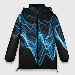 Куртка зимняя женская Синие волны-молнии, цвет: 3D-красный