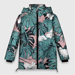 Куртка зимняя женская Цветы Тропические Орхидеи, цвет: 3D-светло-серый