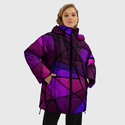 Куртка зимняя женская Абстрактный в пурпурных тонах узор, цвет: 3D-красный — фото 2
