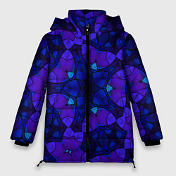 Женская зимняя куртка Калейдоскоп -геометрический сине-фиолетовый узор