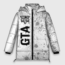 Женская зимняя куртка GTA Glitch на темном фоне