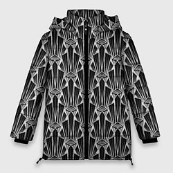 Куртка зимняя женская Черно-белый модный геометрический узор арт деко, цвет: 3D-красный