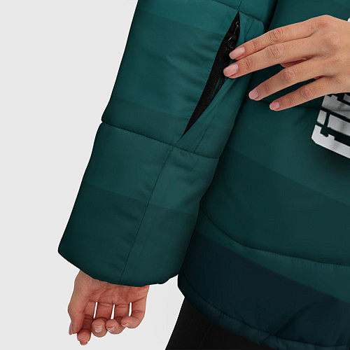 Женская зимняя куртка Fitness and sports Бирюзовый полосатый градиент / 3D-Светло-серый – фото 5