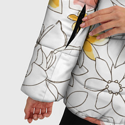 Куртка зимняя женская Минималистическая цветочная композиция Watercolour, цвет: 3D-светло-серый — фото 2