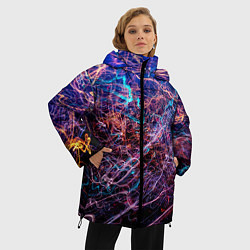 Куртка зимняя женская Неоновые сети - Синий, цвет: 3D-черный — фото 2