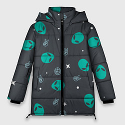 Куртка зимняя женская Aliens pattern, цвет: 3D-черный