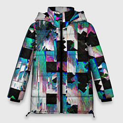 Женская зимняя куртка Glitch Abstract squares Глитч Абстрактные квадраты