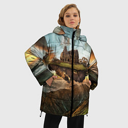 Куртка зимняя женская Горный пейзаж в стиле Стимпанк, цвет: 3D-черный — фото 2