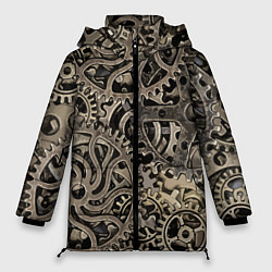 Куртка зимняя женская Ажурный узор из металлических шестерёнок в стиле С, цвет: 3D-черный