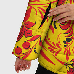 Куртка зимняя женская Хохломская Роспись Цветы, цвет: 3D-черный — фото 2