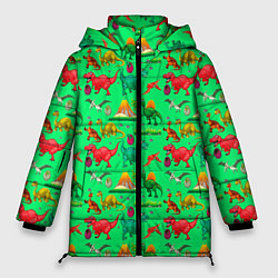 Куртка зимняя женская DINOSAURS OF THE JURASSIC PERIOD, цвет: 3D-красный