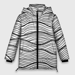 Куртка зимняя женская Линии Морских Волн, цвет: 3D-черный