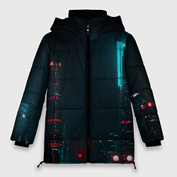 Куртка зимняя женская Неоновые высотки в городе - Светло-синий, цвет: 3D-светло-серый