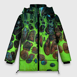 Женская зимняя куртка Неоновый песок и камни - Зелёный