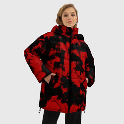 Куртка зимняя женская Черно-красная абстракция, цвет: 3D-черный — фото 2