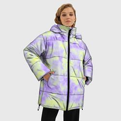 Куртка зимняя женская Нежный желто-фиолетовый тай дай, цвет: 3D-черный — фото 2