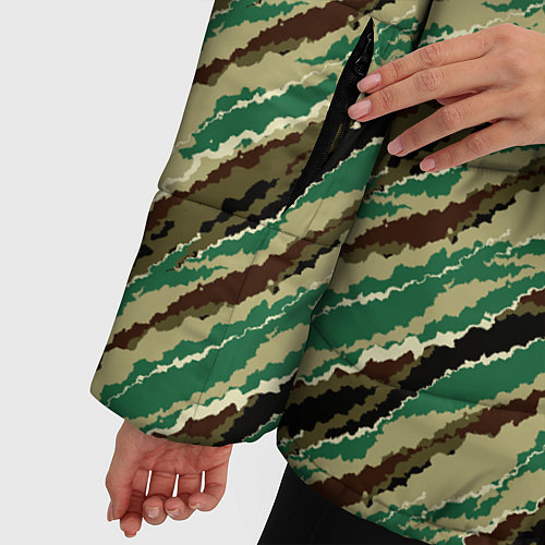 Женская зимняя куртка Абстрактный узор камуфляжной расцветки / 3D-Светло-серый – фото 5
