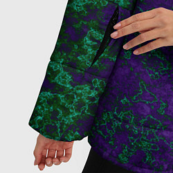Куртка зимняя женская Marble texture purple green color, цвет: 3D-черный — фото 2