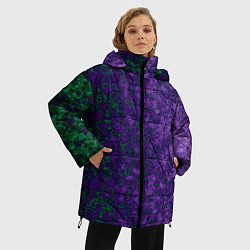 Куртка зимняя женская Marble texture purple green color, цвет: 3D-черный — фото 2