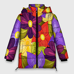 Куртка зимняя женская MULTICOLORED PANSIES, цвет: 3D-светло-серый