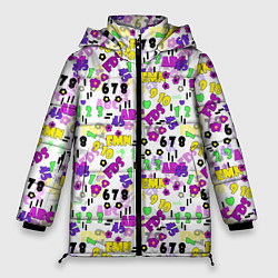 Женская зимняя куртка Разноцветные цифры и алфавит school