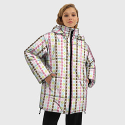 Куртка зимняя женская Геометрия полосы и кружочки, цвет: 3D-красный — фото 2